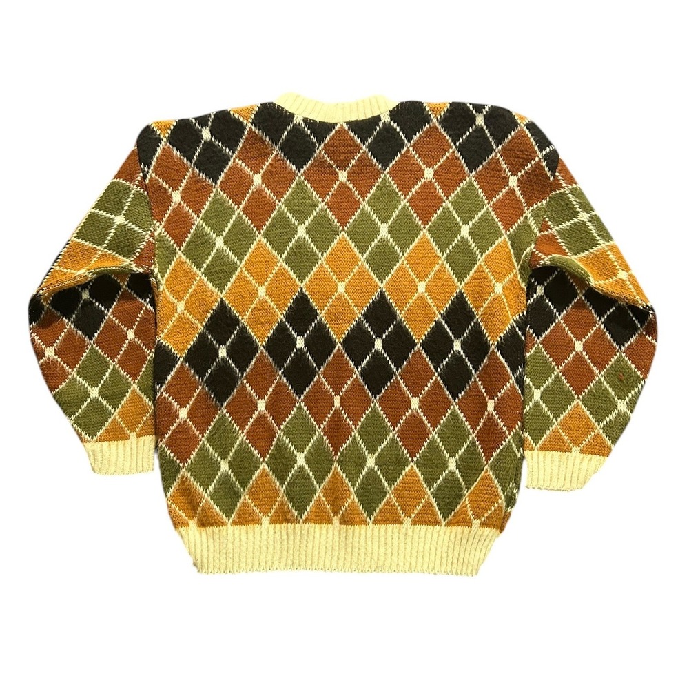 Vintage Clifton Place Knits Argyle Sweater Made in USA Crewneck Multicolor - Picture 5 of 5